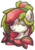 Size: 600x852 | Tagged: safe, artist:tiothebeetle, oc, oc only, oc:watermelana, pony, bust, female, food, freckles, mare, one eye closed, portrait, simple background, solo, transparent background, watermelon, wink