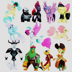 Size: 820x820 | Tagged: safe, boyle, capper dapperpaws, captain celaeno, grubber, princess skystar, queen novo, songbird serenade, storm king, tempest shadow, twilight sparkle, abyssinian, alicorn, bird, ornithian, seapony (g4), anthro, g4, my little pony: the movie, broken horn, eye scar, horn, male, scar, toy, twilight sparkle (alicorn)