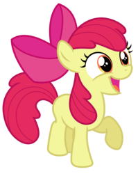 Size: 5146x6457 | Tagged: safe, artist:estories, apple bloom, earth pony, pony, g4, absurd resolution, blank flank, bow, cute, female, filly, hair bow, open mouth, simple background, smiling, solo, transparent background, vector