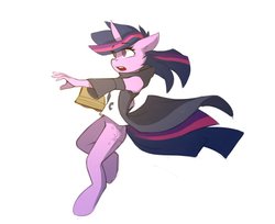 Size: 990x807 | Tagged: safe, artist:n_thing, twilight sparkle, anthro, unguligrade anthro, g4, book, bottomless, clothes, female, partial nudity, simple background, solo, white background