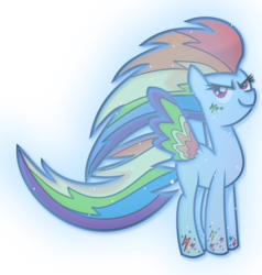 Size: 3285x3444 | Tagged: safe, artist:jxst-starly, rainbow dash, pegasus, pony, g4, colored wings, female, glowing, high res, mare, multicolored wings, rainbow power, simple background, solo, transparent background
