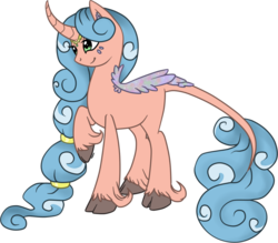 Size: 1024x895 | Tagged: safe, artist:violentdreamsofmine, oc, oc only, kirin, pony, cloven hooves, curved horn, female, horn, mare, raised hoof, simple background, solo, transparent background, unshorn fetlocks