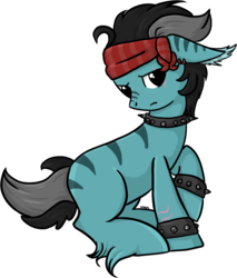 Size: 958x1126 | Tagged: safe, artist:violentdreamsofmine, oc, oc only, oc:russell, earth pony, pony, bandana, male, simple background, sitting, solo, stallion, transparent background