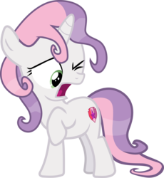 Size: 1208x1312 | Tagged: safe, artist:frownfactory, sweetie belle, pony, unicorn, campfire tales, g4, .svg available, cutie mark, female, filly, hilarious in hindsight, one eye closed, open mouth, simple background, solo, svg, the cmc's cutie marks, transparent background, vector, wet, wet mane, wet mane sweetie belle