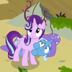 Size: 720x719 | Tagged: safe, screencap, starlight glimmer, trixie, pony, g4, to change a changeling, cape, clothes, frown, hat, trixie's cape, trixie's hat
