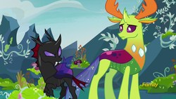 Size: 1920x1080 | Tagged: safe, screencap, pharynx, thorax, changedling, changeling, g4, to change a changeling, brothers, discontent, duo, duo male, king thorax, male, siblings, struggle, tension