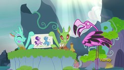 Size: 1920x1080 | Tagged: safe, screencap, arista, cornicle, starlight glimmer, trixie, changedling, changeling, flamingo, g4, to change a changeling, context is for the weak, cute, cuteling, disguise, disguised changeling, drawing, not thorax