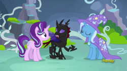 Size: 1920x1080 | Tagged: safe, screencap, pharynx, starlight glimmer, trixie, pony, g4, to change a changeling
