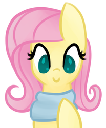 Size: 710x856 | Tagged: safe, artist:azure-quill, fluttershy, pony, g4, clothes, cute, female, happy, scarf, solo
