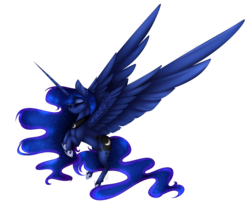 Size: 4545x3864 | Tagged: safe, artist:crazllana, artist:mauuwde, princess luna, alicorn, pony, g4, absurd resolution, female, simple background, solo, spread wings, transparent background, wings