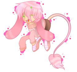 Size: 900x842 | Tagged: safe, artist:spiritualpresence, oc, oc only, oc:amaranth, pony, art trade, base used, boots, bunny ears, clothes, colored eyelashes, eyes closed, female, happy, leggings, mascot, open mouth, pink hair, ponified, shoes, short hair, simple background, solo, sweater, transparent background