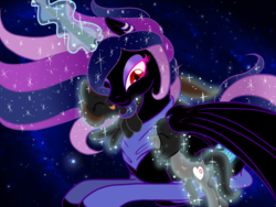 Size: 1024x768 | Tagged: safe, artist:celestialess, oc, oc only, oc:celestialess, oc:livestrong, oc:softfang, alicorn, pony, amputee, magic, old art, old design, space, stars, trio