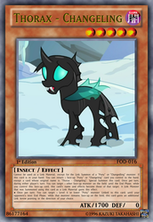 Size: 813x1185 | Tagged: safe, edit, edited screencap, screencap, thorax, changeling, g4, the times they are a changeling, card game, male, snow, solo, tcg editor, trading card edit, yu-gi-oh!, yugioh card