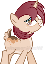 Size: 560x796 | Tagged: safe, artist:sinamuna, oc, oc only, oc:pepper dust, deer, pony, unicorn, unideer, base used, eyeshadow, makeup, male, simple background, solo, transparent background, trap, watermark