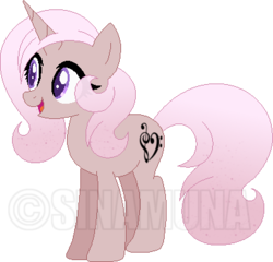 Size: 385x370 | Tagged: safe, artist:sinamuna, oc, oc only, oc:peppermint song, pony, unicorn, base used, female, obtrusive watermark, simple background, solo, transparent background, watermark