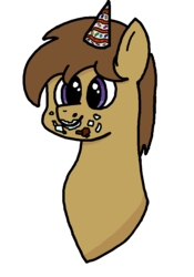 Size: 700x1000 | Tagged: safe, artist:lionheart, oc, oc only, oc:lionheart, earth pony, pony, birthday, bust, doodle, happy, portrait, simple, solo