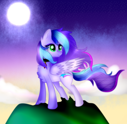 Size: 1020x1000 | Tagged: safe, artist:anasflow, oc, oc only, pegasus, pony, female, mare, moon, solo, windswept mane