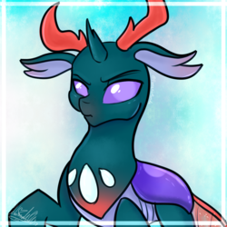 Size: 850x850 | Tagged: dead source, safe, artist:fanaticpanda, pharynx, changedling, changeling, g4, to change a changeling, antlers, cute, floppy ears, male, pharybetes, prince pharynx, solo, that was fast