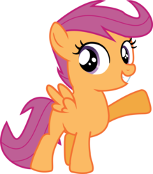 Size: 5099x5826 | Tagged: safe, artist:baronbronie, scootaloo, pegasus, pony, g4, absurd resolution, cute, cutealoo, female, filly, pointing, raised hoof, simple background, solo, transparent background, vector