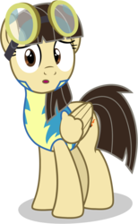 Size: 2310x3750 | Tagged: safe, alternate version, artist:tomfraggle, wild fire, pony, g4, :o, clothes, female, goggles, high res, looking at you, open mouth, simple background, solo, transparent background, uniform, vector, wonderbolt trainee uniform