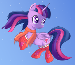 Size: 1370x1188 | Tagged: safe, artist:brok-enwings, twilight sparkle, alicorn, pony, g4, clothes, female, mare, scarf, socks, solo, twilight sparkle (alicorn), winter