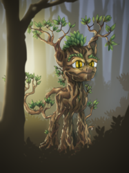 Size: 1600x2134 | Tagged: safe, artist:helmie-art, ent, pony, crossover, forest, lord of the rings, male, ponified, solo, stallion, tree, treebeard