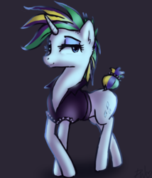 Size: 1024x1195 | Tagged: safe, artist:penny-wren, rarity, pony, unicorn, g4, it isn't the mane thing about you, alternate hairstyle, clothes, female, mare, punk, raripunk, simple background, smiling, solo