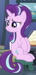 Size: 245x501 | Tagged: safe, screencap, starlight glimmer, pony, unicorn, every little thing she does, g4, my little pony: friendship is magic, book, chair, female, mare, sitting, smiling, solo, starlight's room