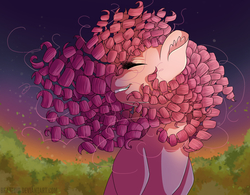 Size: 4000x3119 | Tagged: safe, artist:bratzoid, pinkie pie, earth pony, pony, g4, alternate hairstyle, curly hair, curly mane, eyes closed, female, mare, smiling, solo