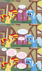 Size: 1280x2168 | Tagged: safe, artist:hakunohamikage, sunset shimmer, trixie, pony, unicorn, ask-princesssparkle, g4, angry, ask, comic, female, mare, tumblr