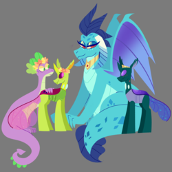 Size: 3000x3000 | Tagged: dead source, safe, artist:webkore, pharynx, princess ember, spike, thorax, changedling, changeling, dragon, g4, to change a changeling, bisexual, cute, emberbetes, emberynx, female, floral head wreath, flower, freckles, gay, gender headcanon, high res, interspecies, king thorax, male, older, older spike, pharybetes, polyamory, prince pharynx, ship:spembrax, ship:spharynx, ship:thoraxspike, shipping, spikabetes, spikelove, story included, straight, thorabetes, trans female, transgender