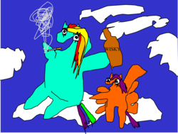 Size: 1508x1138 | Tagged: safe, artist:jacobfoolson, rainbow dash, scootaloo, g4, 1000 hours in ms paint, alcohol, cigarette, not salmon, smoking, wat, whiskey