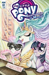 Size: 1800x2732 | Tagged: safe, artist:andy price, artist:sara richard, idw, princess celestia, raven, twilight sparkle, alicorn, pony, g4, spoiler:comic, spoiler:comic61, cover, twilight sparkle (alicorn)