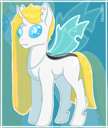 Size: 821x973 | Tagged: safe, artist:anonymous-potayto, oc, oc only, oc:mandible, changepony, hybrid, interspecies offspring, offspring, parent:prince blueblood, parent:queen chrysalis, solo