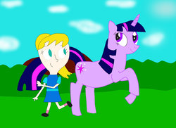 Size: 900x655 | Tagged: safe, artist:04startycornonline88, twilight sparkle, human, g4, crossover, fiona munson, kid vs kat