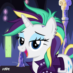 Size: 2000x2000 | Tagged: safe, artist:diytipie, rarity, pony, g4, it isn't the mane thing about you, alternate hairstyle, clothes, female, high res, jacket, looking at you, mare, punk, raripunk, short hair, solo