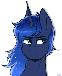 Size: 934x1136 | Tagged: safe, artist:higglytownhero, princess luna, alicorn, pony, g4, looking away, male, missing accessory, prince artemis, rule 63, simple background, solo, stallion, unamused