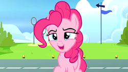 Size: 1920x1080 | Tagged: safe, screencap, pinkie pie, g4, secrets and pies, female, open mouth, solo, wonderbolts headquarters