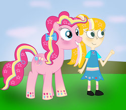 Size: 1024x896 | Tagged: safe, artist:04startycornonline88, pinkie pie, human, g4, crossover, fiona munson, kid vs kat, rainbow power