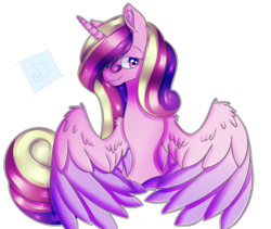 Size: 1644x1390 | Tagged: safe, artist:darkness-pure, princess cadance, alicorn, pony, g4, colored wings, cute, cutedance, female, simple background, solo, transparent background