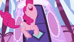 Size: 1280x720 | Tagged: safe, screencap, pinkie pie, earth pony, pony, g4, not asking for trouble, carousel boutique, female, happy, mare, pronking, solo