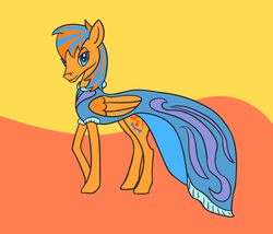 Size: 2100x1800 | Tagged: safe, artist:ononim, oc, oc only, oc:cold front, pegasus, pony, abstract background, clothes, crossdressing, dress, lidded eyes, male, solo, stallion