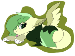 Size: 2334x1743 | Tagged: safe, artist:brokensilence, oc, oc only, oc:jade paws, sphinx, freckles, paws, prone, simple background, solo, sphinx oc, tongue out, transparent background, wings