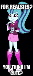 Size: 587x1359 | Tagged: safe, sonata dusk, equestria girls, g4, my little pony equestria girls: rainbow rocks, caption, cute, hand behind back, image macro, jewelry, lip bite, meme, pendant, sonatabetes