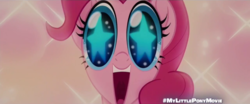 Size: 1280x532 | Tagged: safe, screencap, pinkie pie, earth pony, pony, g4, my little pony: the movie, cute, diapinkes, excited, female, looking at you, mare, open mouth, solo, starry eyes, wingding eyes, youtube link