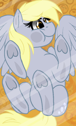 Size: 480x800 | Tagged: safe, artist:jen-neigh, derpy hooves, pegasus, pony, g4, against glass, cute, female, glass, looking at you, mare, phone wallpaper, solo, spread wings, turned head, underhoof, wallpaper, wings