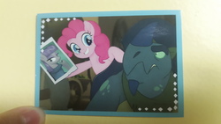 Size: 5312x2988 | Tagged: safe, screencap, boulder (g4), maud pie, pinkie pie, pushkin, pony, rhinoceros, g4, my little pony: the movie, barrel vendor, irl, photo, unnamed character, unnamed pony