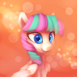 Size: 2000x2000 | Tagged: safe, artist:lilfunkman, blossomforth, pegasus, pony, g4, bokeh, bust, commission, female, high res, mare, portrait, solo