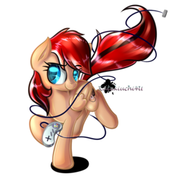 Size: 3000x3000 | Tagged: safe, artist:katakiuchi4u, oc, oc only, oc:alex bash, pegasus, pony, commission, controller, high res, hoof hold, signature, simple background, solo, transparent background