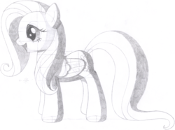 Size: 1915x1421 | Tagged: safe, artist:aafh, fluttershy, pegasus, pony, g4, female, monochrome, solo, traditional art